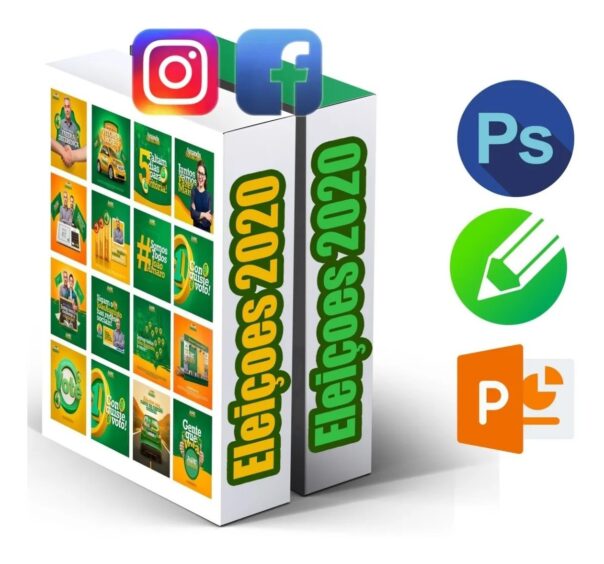 Pack Campanha Política 600 artes prontas editáveis no Photoshop e Power Point